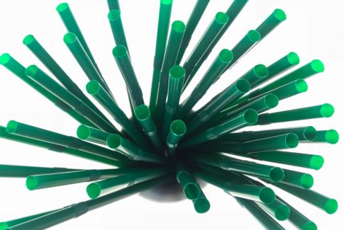 Green biodegradable drinking straws